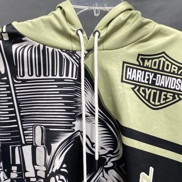 Harley Davidson Hoodie, Size Large , with Engines & Skulls - Picture 4 of 7